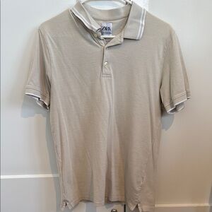 Zara Men's Beige Polo Shirt